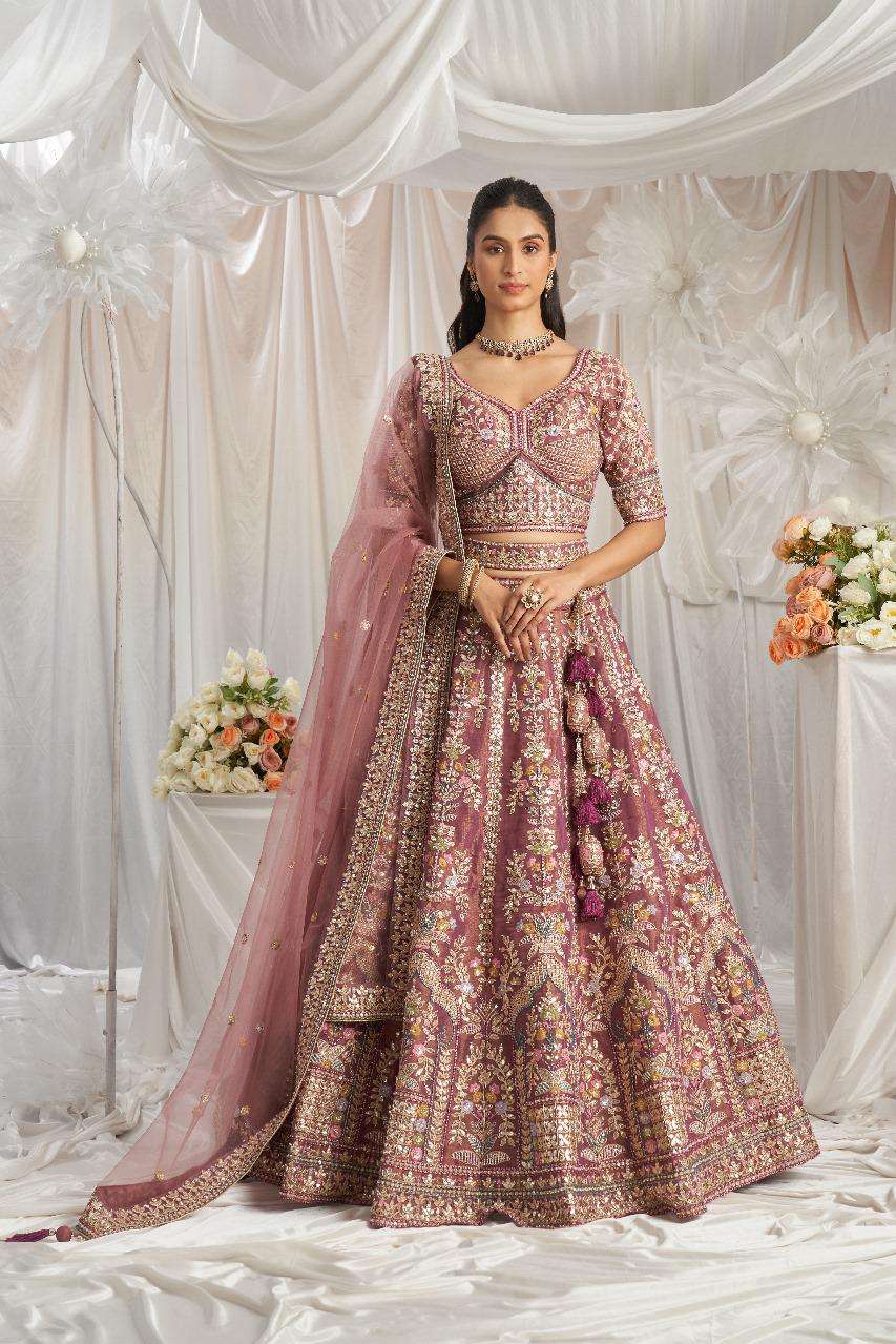  NEW BRIDEL TISSUE AND GOTAPATTI & MOTI EMBROIDERY SEMI-STITCHED LEHENGA CHOLI & DUPATTA