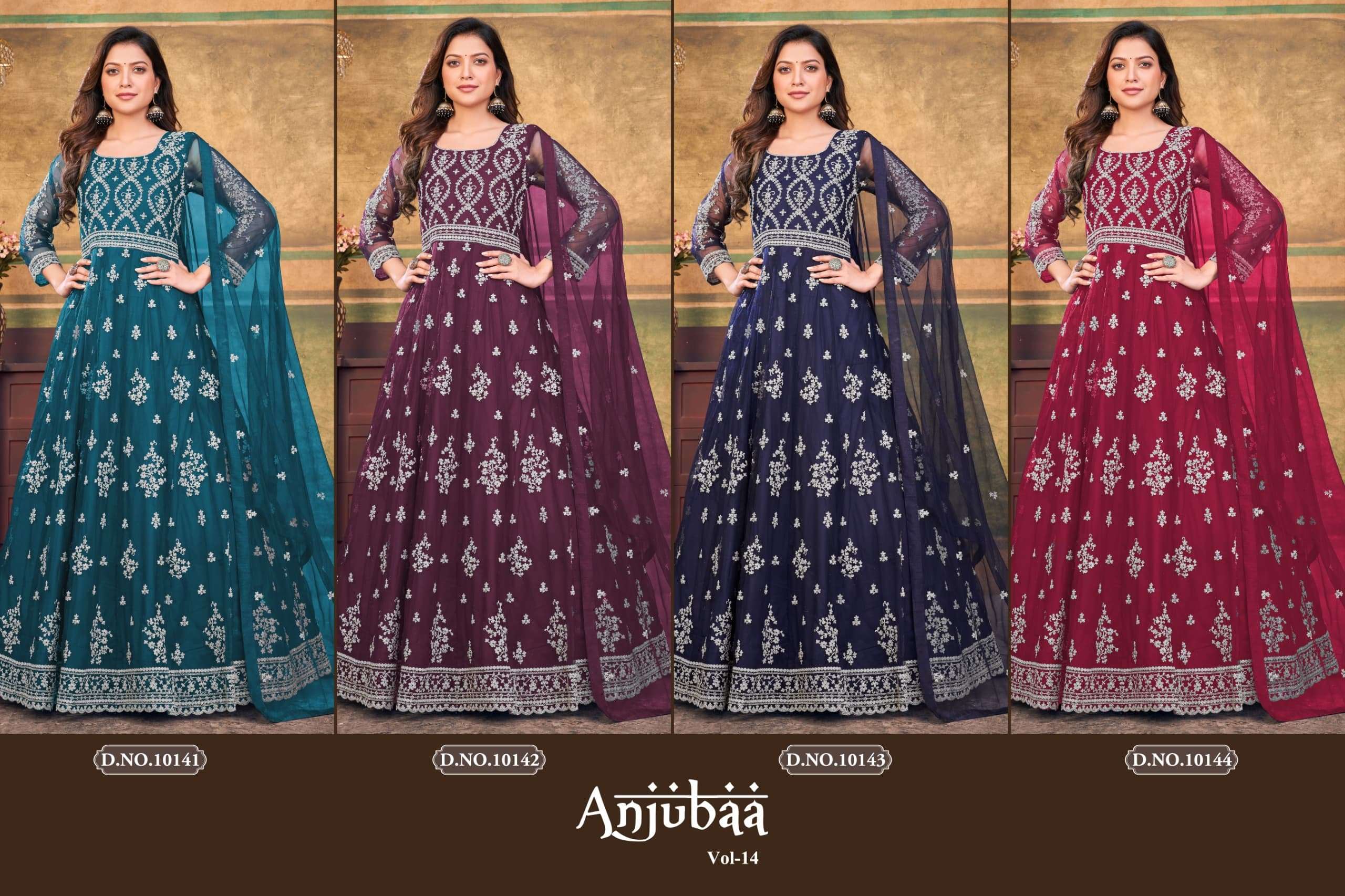 ANJUBAA VOL 14 DESIGNER GOWN SUITS WOMEN STYLISH COLLECTION SURAT 