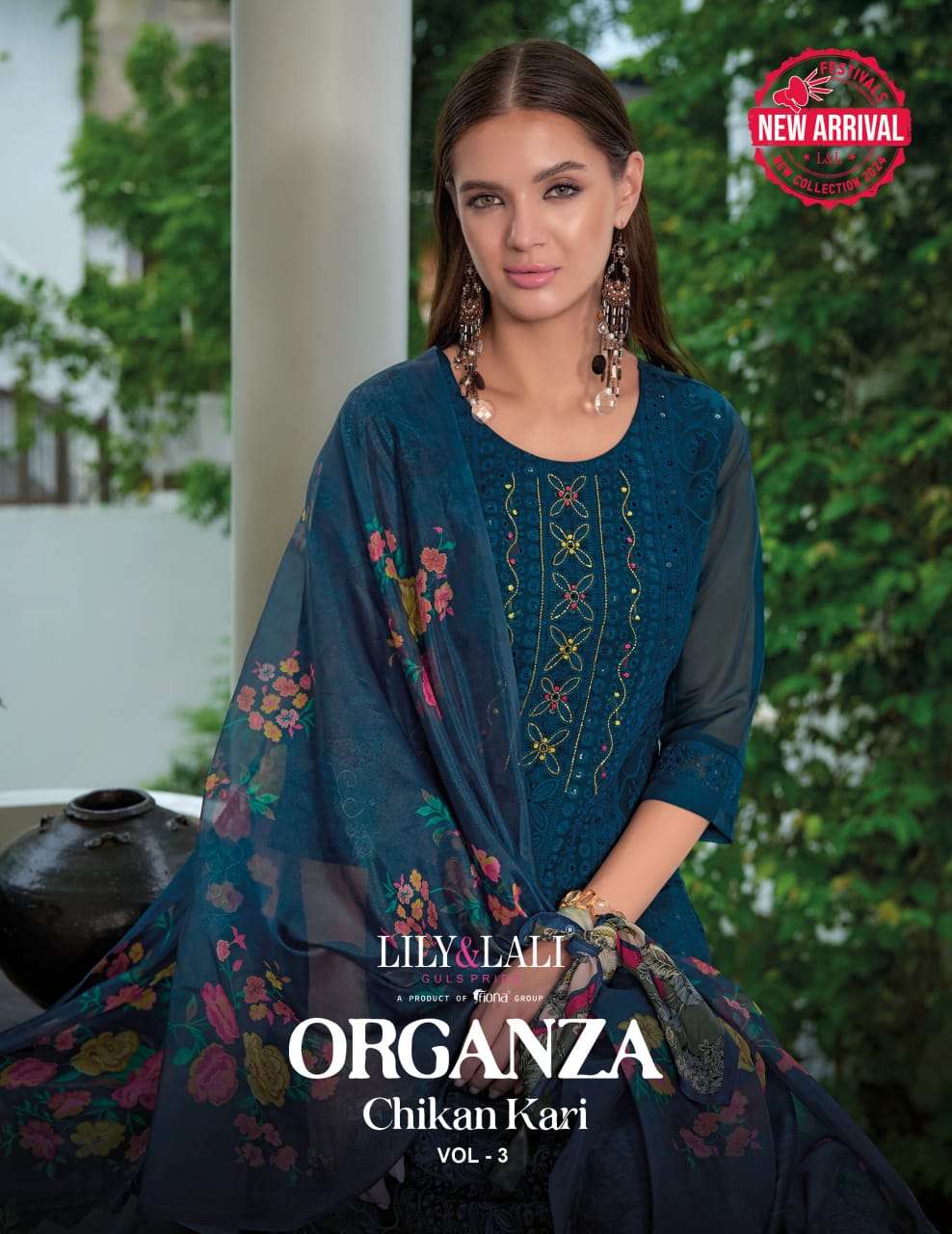 ORGANZA CHIKANKARI VOL 3 BY LILY & LALI FESTIVE COLLECTION 