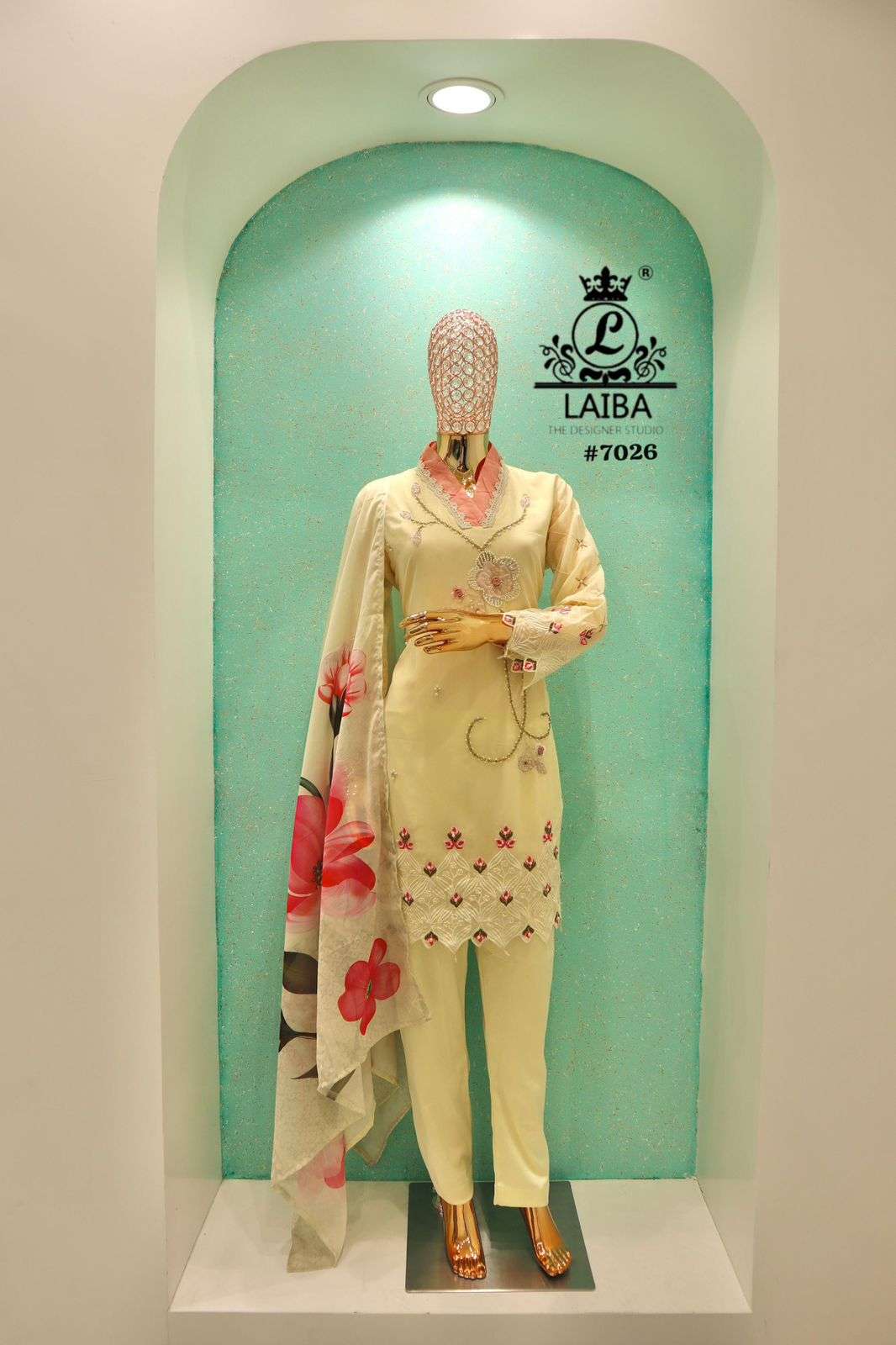 Colours  AM 7026 by LAIBA DESIGNER cream colour kurti collection manufacturer surat 