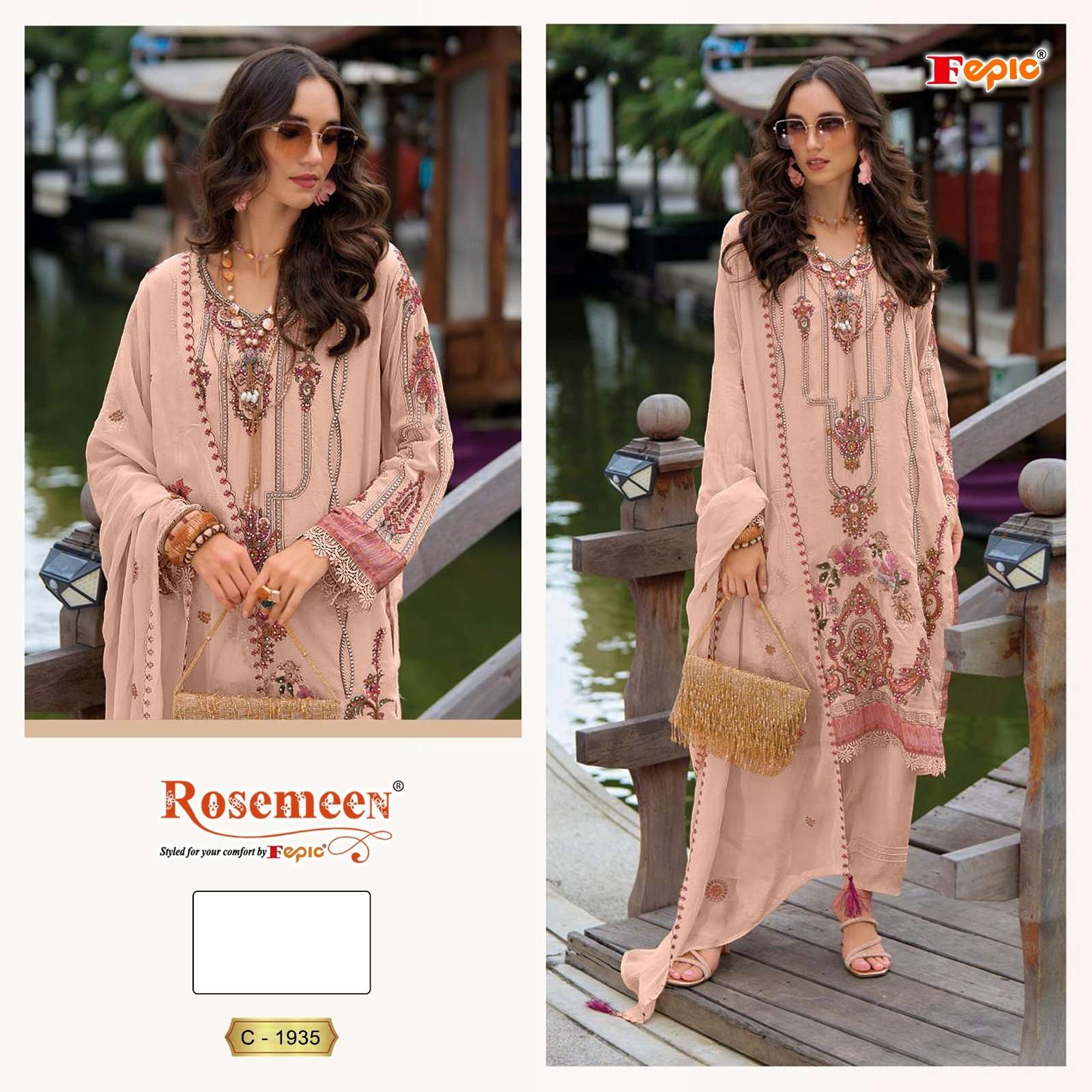 ROSEMEEN D NO 1935 by FEPIC SOFT ORGANZA suit collection manufacturer surat 