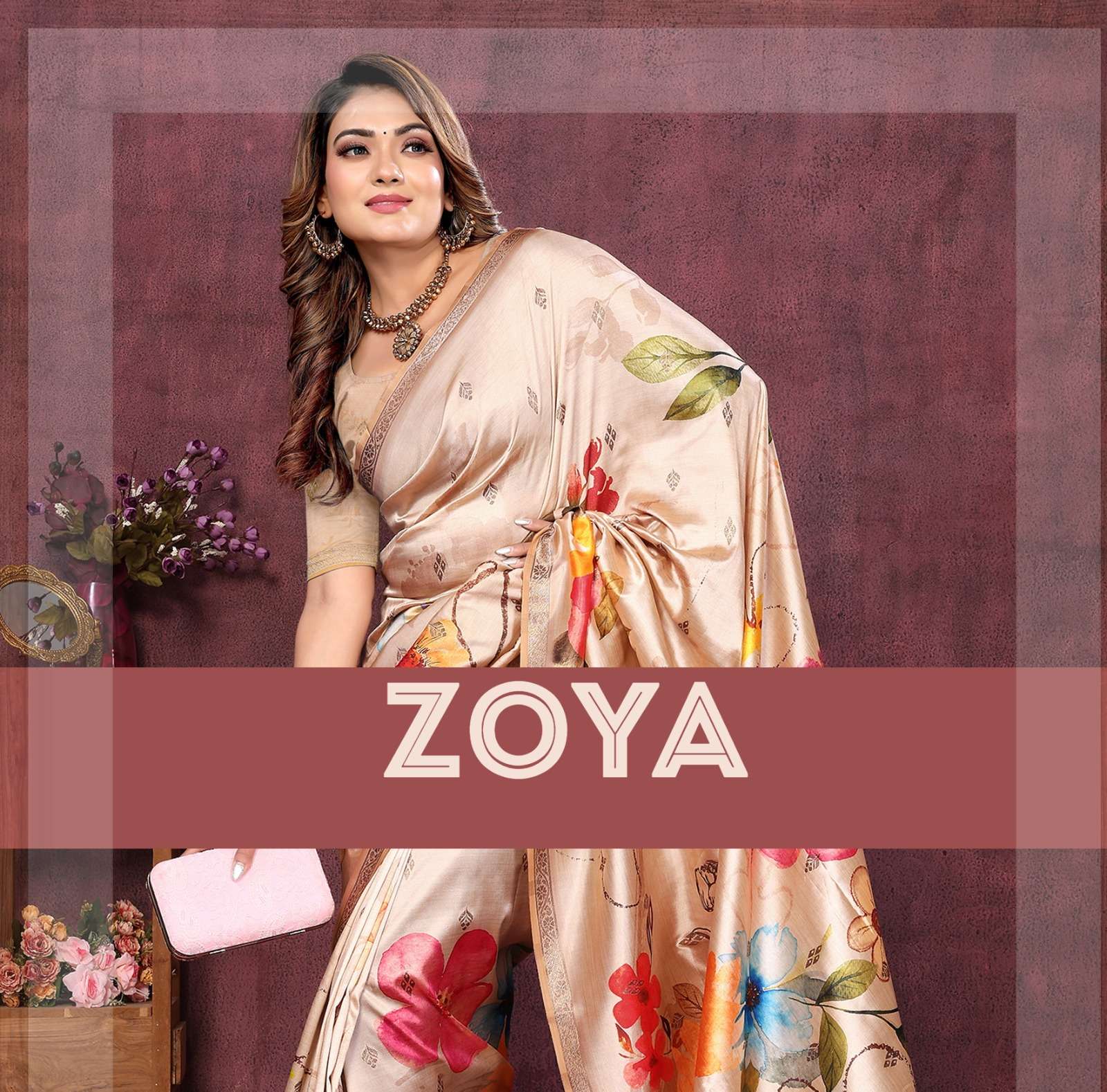 Zoya series a to f silk with digital print manufacturer surat 