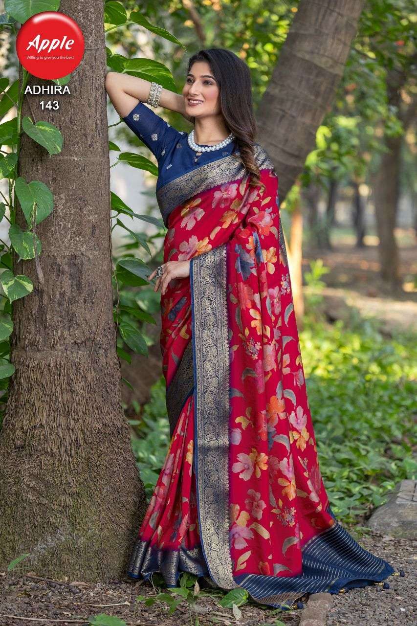 Adhira by apple  Russian chit pallu Premium Sarees Collection manufacturer surat 