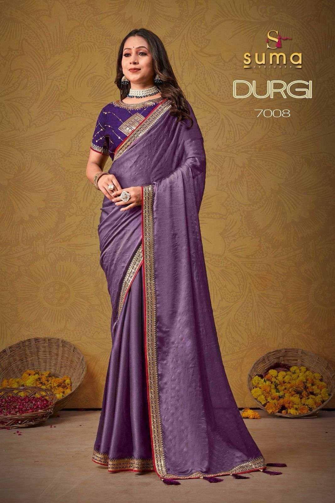 DURGI SERIES  7001 TO 7009 by Suma Black Rangoli modern saree collection manufacturer surat 