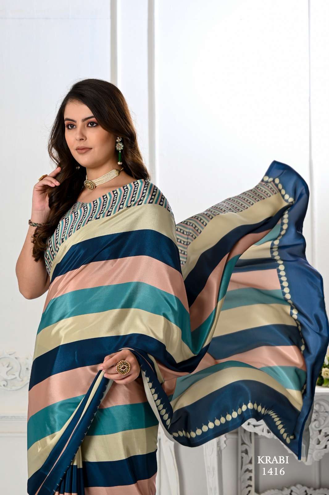 Krabi Series 1404 To 1421 by Jiva Soft Crape  saree collection manufacturer surat 