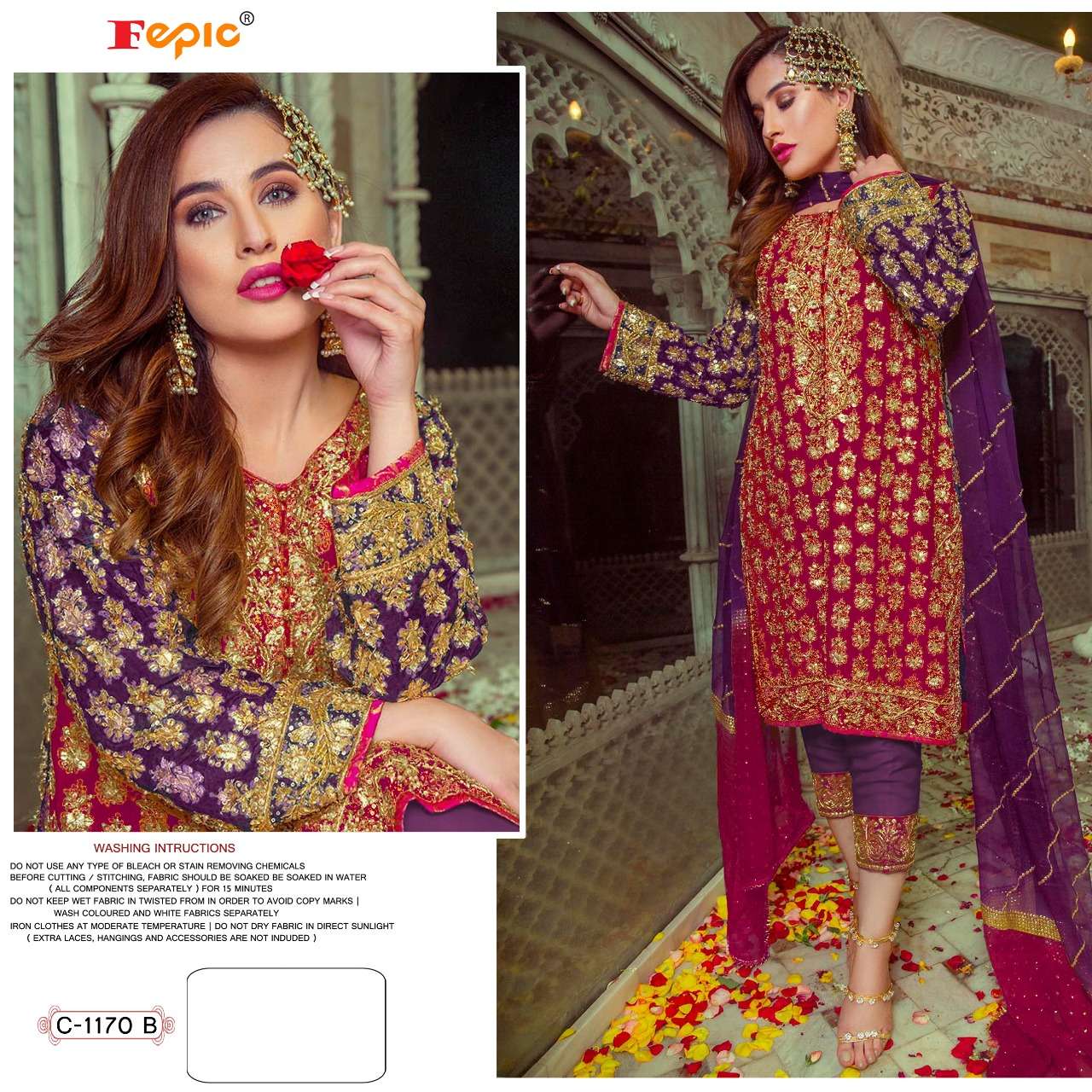 Rosemeen DO N C 1170 by FEPIC FAUX GEORGETTE suit collection manufacturer surat 