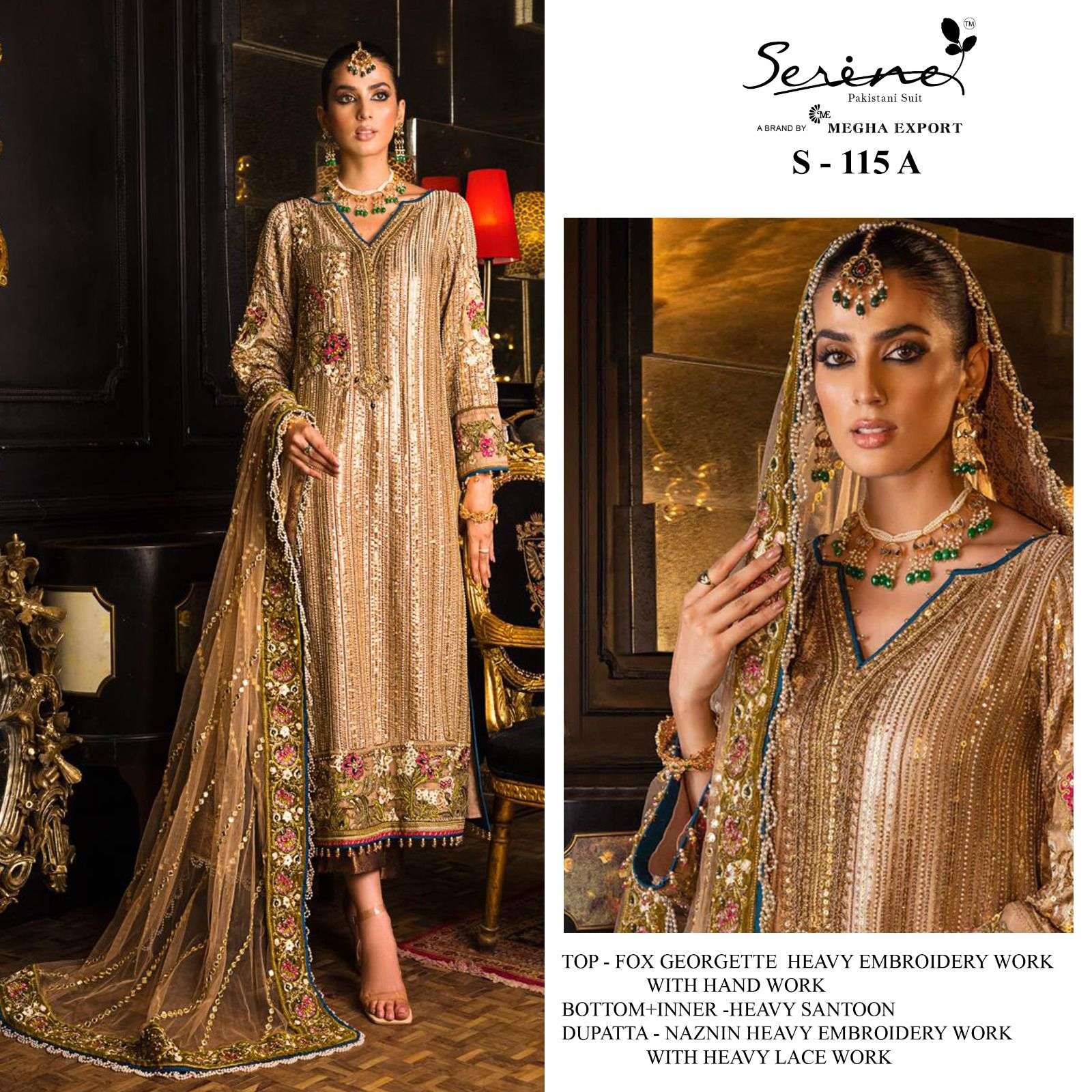 SERINE D NO S 115 A FOX GEORGETTE suit creation manufacturer surat 