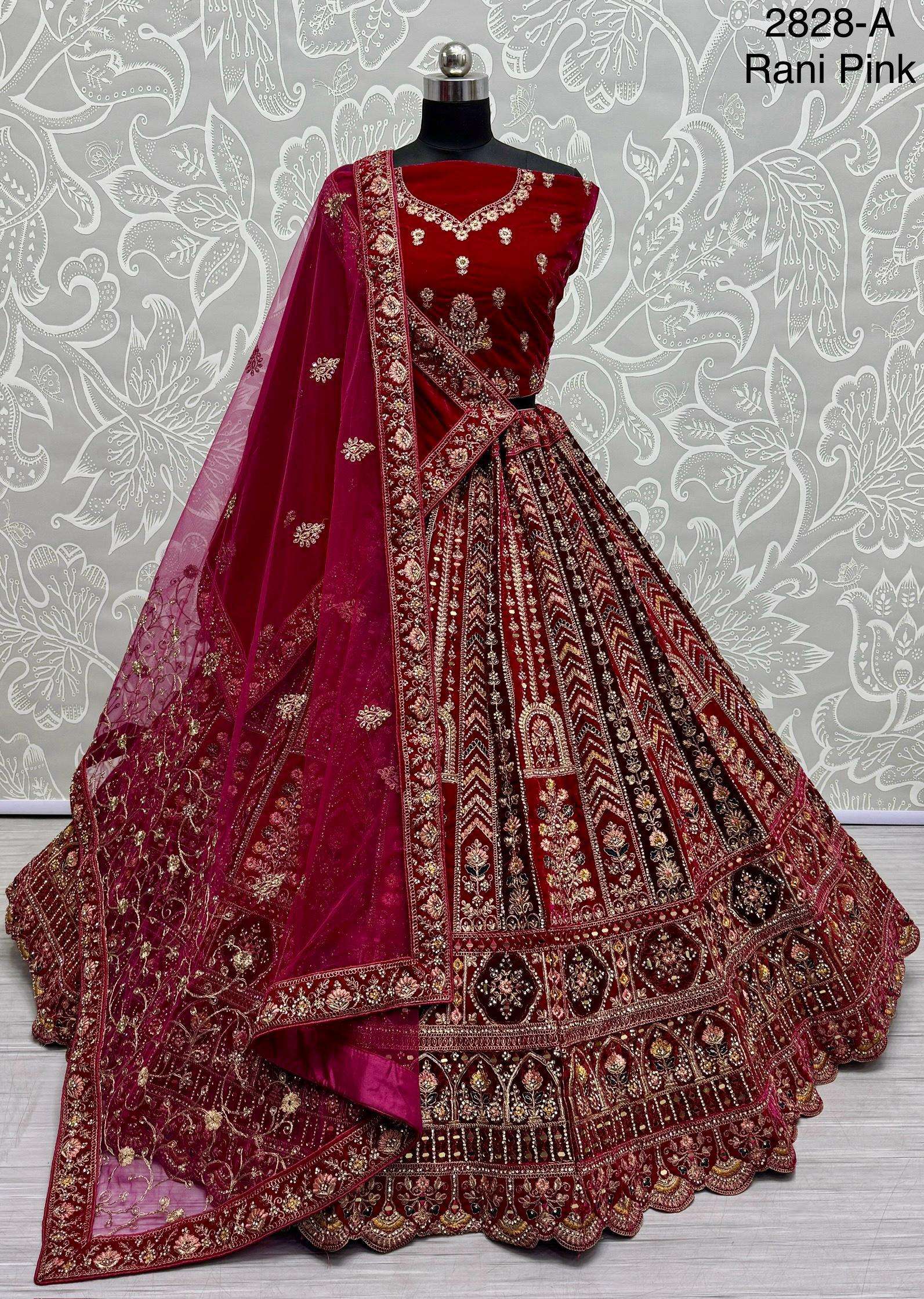 Code 2828 Beautiful Bridal Heavy Double dupatta Lehenga choli collection manufacturer surat 