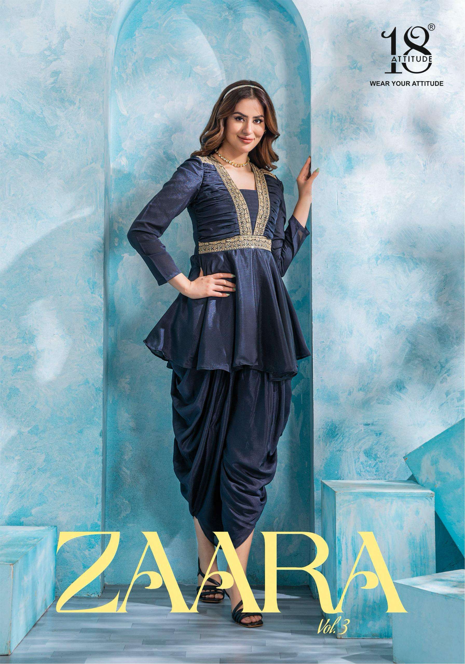 Zaara vol 3 by 18 attitude pure chinnon fancy  cord set