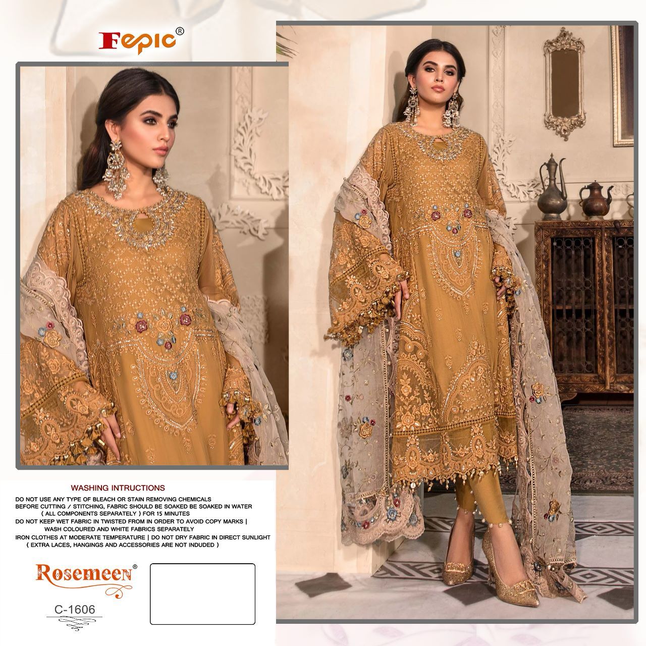 Rosemeen D No 1606 Fepic Organza Pakistani Concept