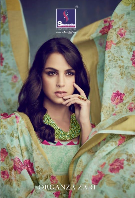 Organza Zari By Shangrila 4091 Series Fancy Organza Digital Printed Saree Catlog Wholesale Dealer Su...