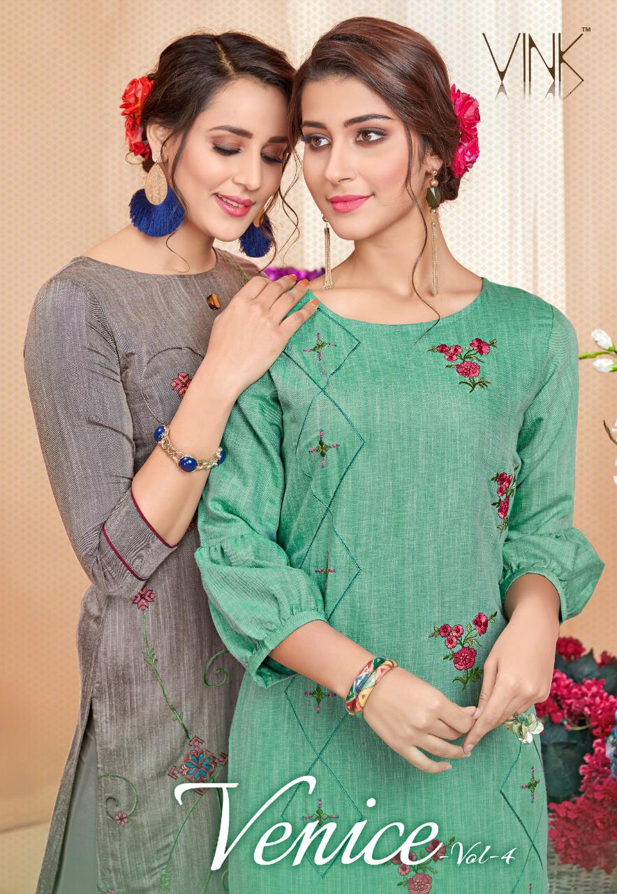 Venice Vol 4 By Vink 471 Series Fancy Viscose Handloom Kurti Collection Wholesaler Surat