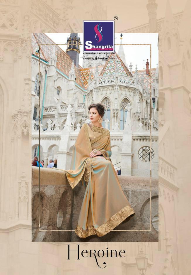 Heroine By Shangrila 8451 Series Designer Georgette Party Wear Saree Collection Wholesaler Surat