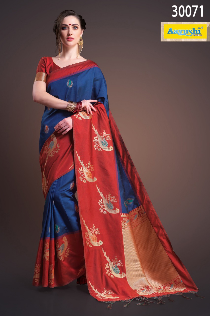 Aayushi Series 30064 To 30074 Heavy Handloom Silk Sarees