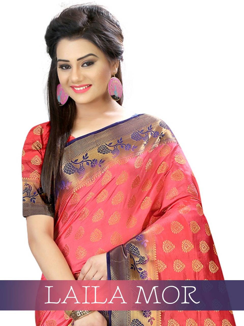 Laila Mor Fancy Designer Mylone Art Silk Saree Collection Wholesaler Surat