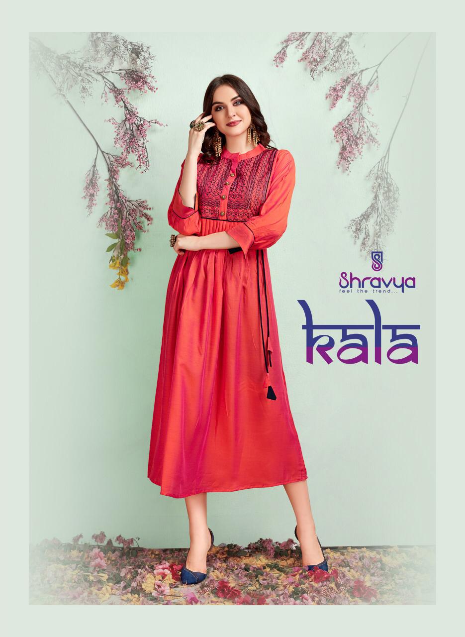 Kala By Shravya Fashion 1009 Series Fancy Muslin Silk Kurti Catlog Wholesale Dealer Surat