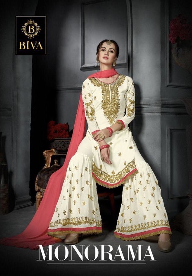 Monorama By Biva 1001 Series Designer Faux Georgette Sarara Suit Catlog Wholesale Dealer Surat