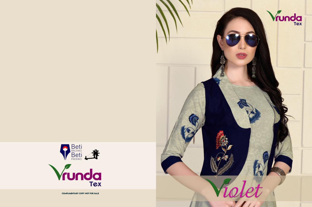 Violet By Vrunda Tex Reyon Printed Kurtis Wholesale Supplier Surat