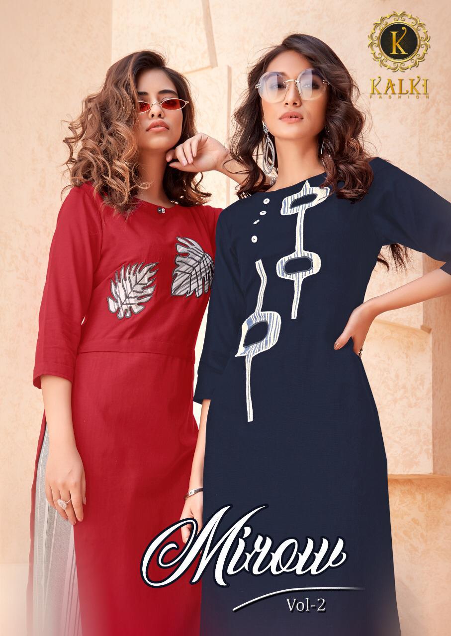 Mirow Vol 2 By Kalki Fashion Reyon Kurtis With Plazzo Wholesale Supplier Surat