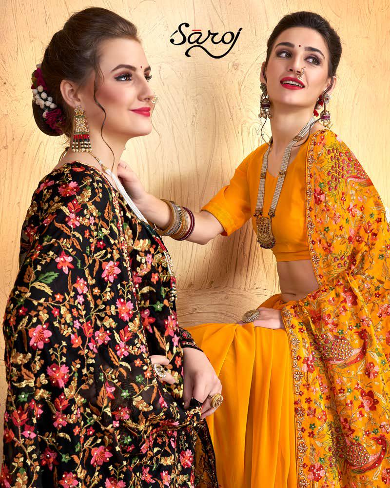 Fashion World 2 By Saroj Georgette Designer Party Wear Sarees Wholesale Supplier And Trader India