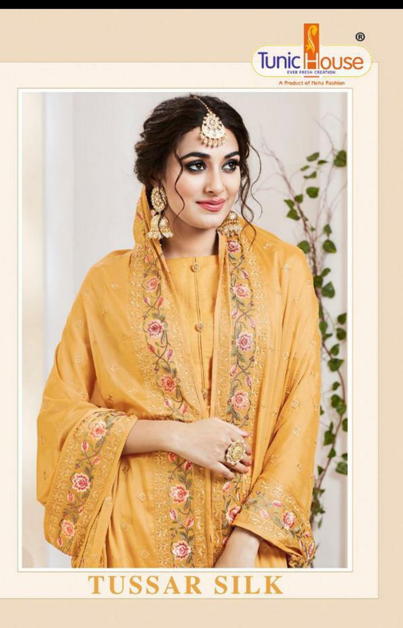 Tussar Silk By Tunic House Designer Party Wear Suits Wholesale Supplier Gujarat