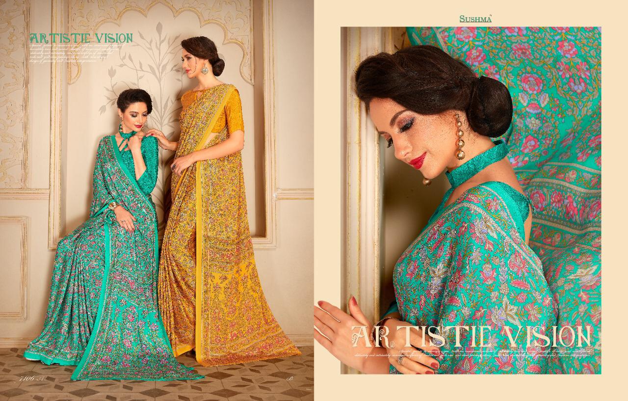 Feminity By Sushma Crape Sarees Wholesale Supplier And Dealer Surat