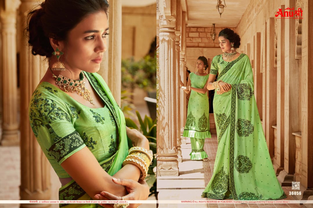 Anushree Series 36051 To 36062 Designer Party Wear Sarees Wholesale Supplier And Dealer India