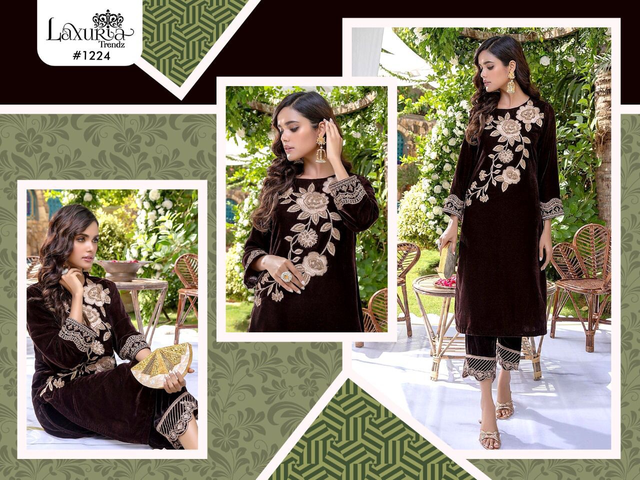 Laxuria Trendz D No 1224 Velvet Kurti With Pant