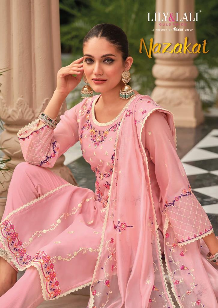 Nazakat By Lily And Lali Exclusive Embroidered Stitched Top Bottom Duppata Collection Single Avilabl...