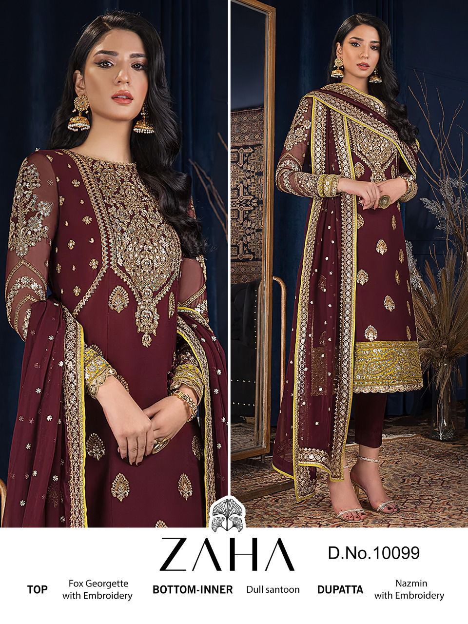 Zaha D No 10099 Georgette Pakistani Suits