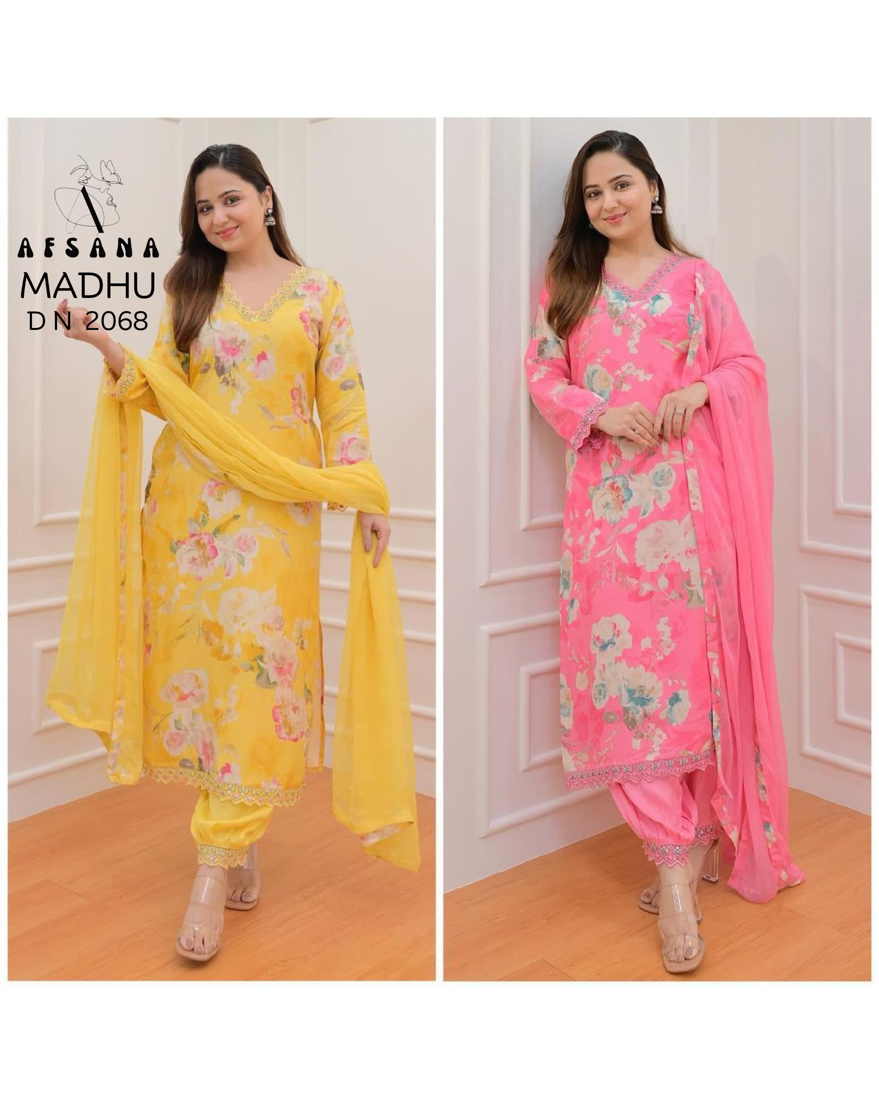 Madhuri Vol 3 D No 2068 By Afsana Top Bottom Duppata Collection Manufacturer Surat