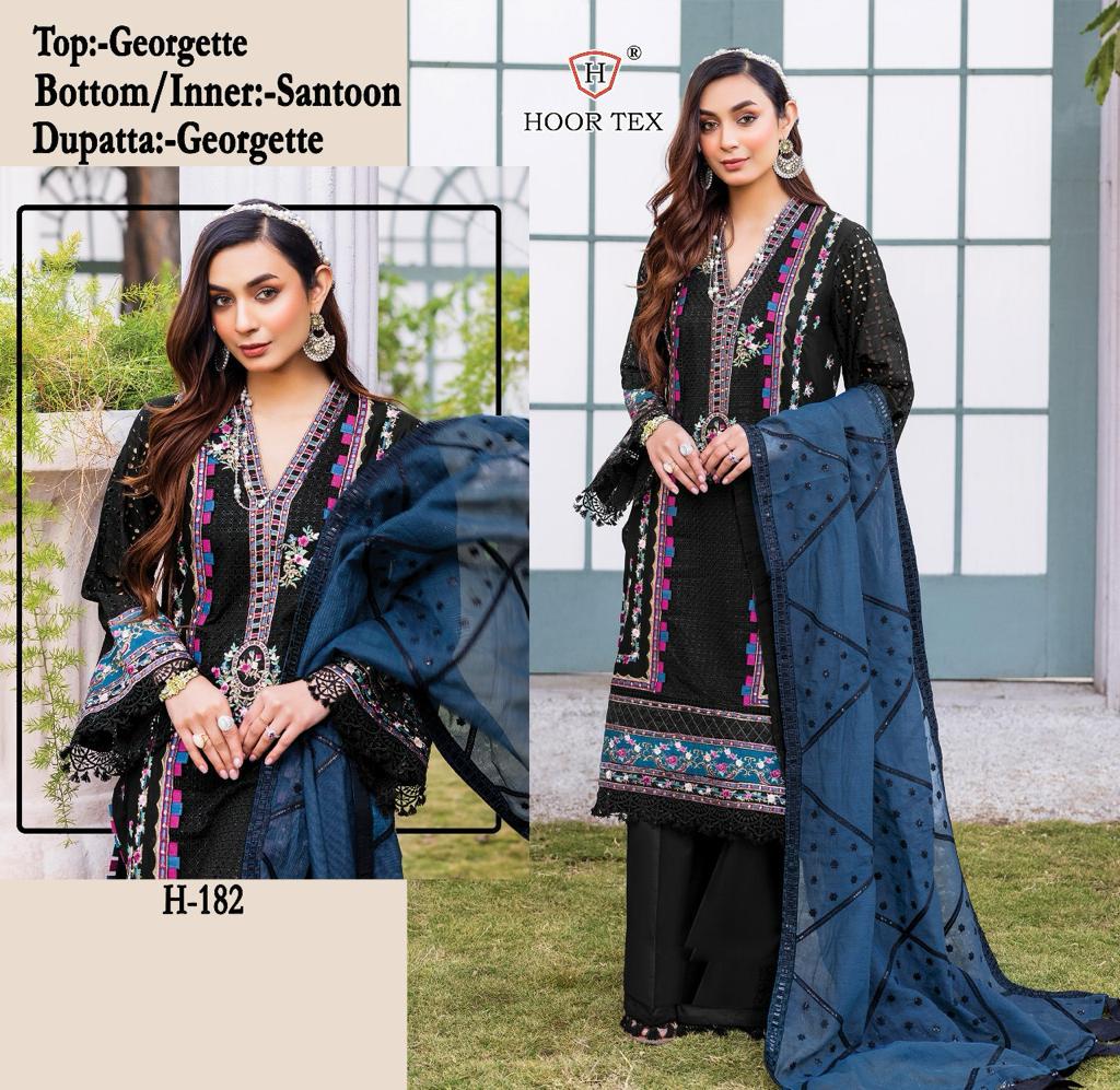 H 182 By Hoor Tex Georgette Embroidered Eid Collection Manufacturer Surat