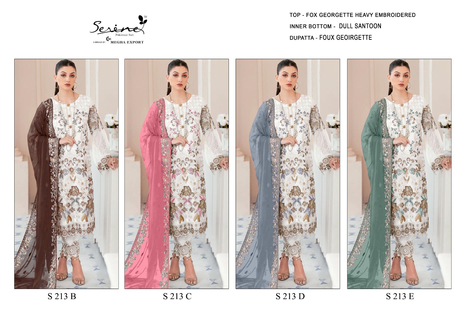 S 213 A To D By Serine Georgette Embroidered Collection Manufacturer Surat