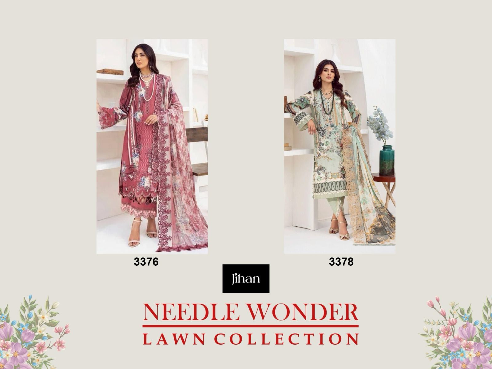 Jihan 3376 And 3378 Needle Wonder Lawn Collection Manufacturer Surat