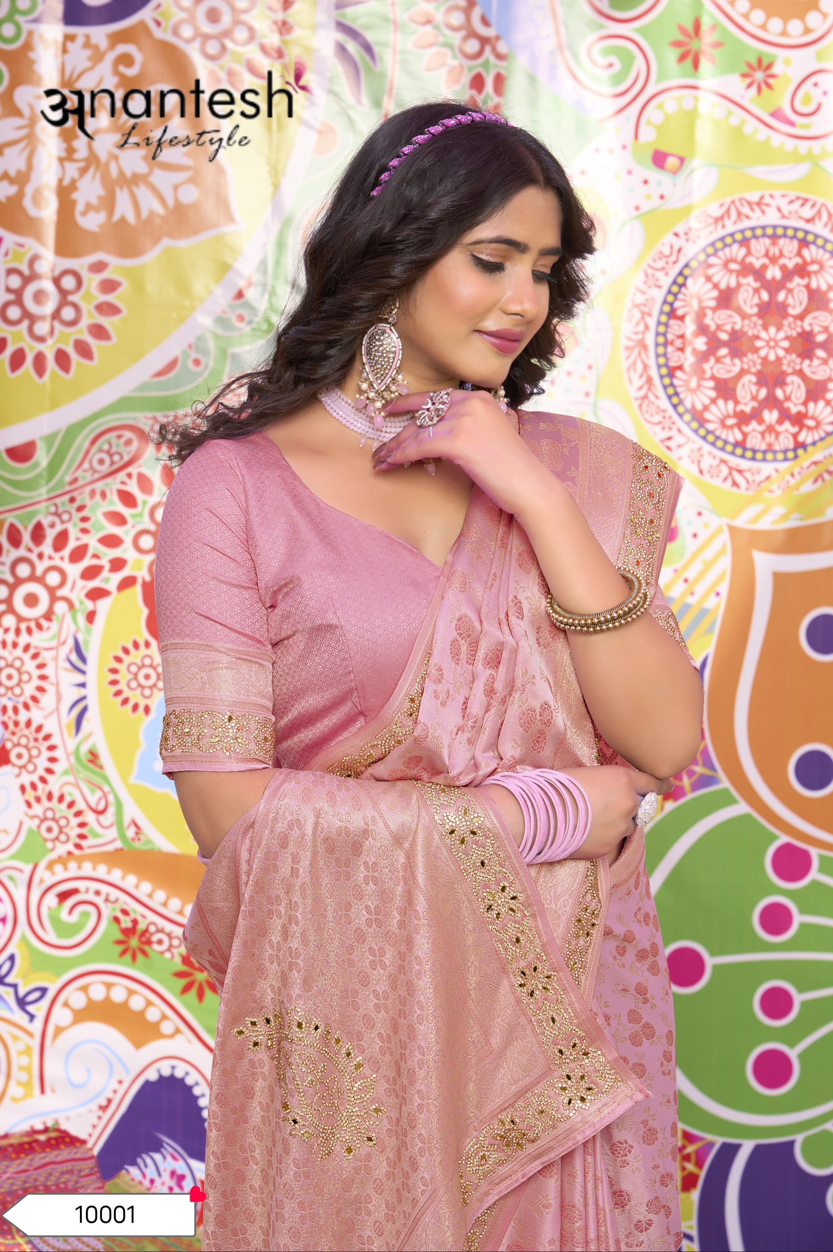 Anantesh Lifestyle New Launch Vishvasundaree Series 10001 To 10004 Satin Silk Handwork Collection Ma...