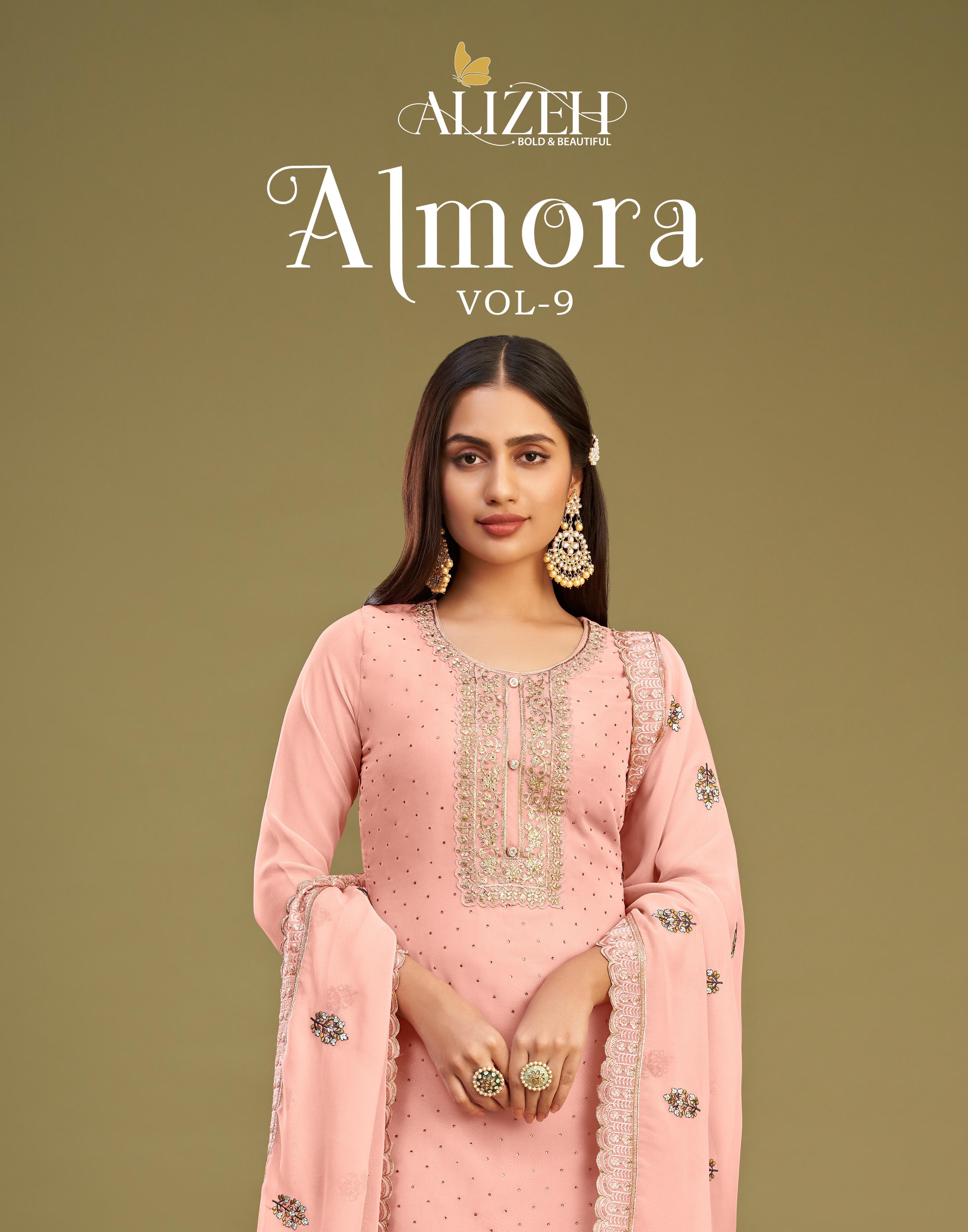 Alizeh Official New Design Almora Vol 9 Embroidery Collection Suit Manufacturing Surat