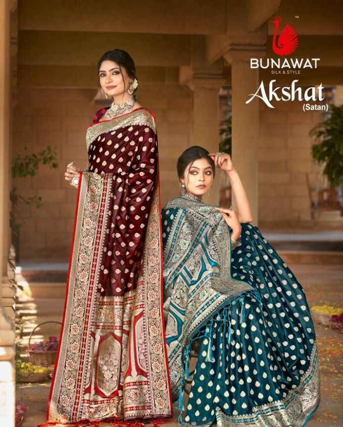 Akshat By Bunawat Satin Silk Saree Collection Manufacturer Surat