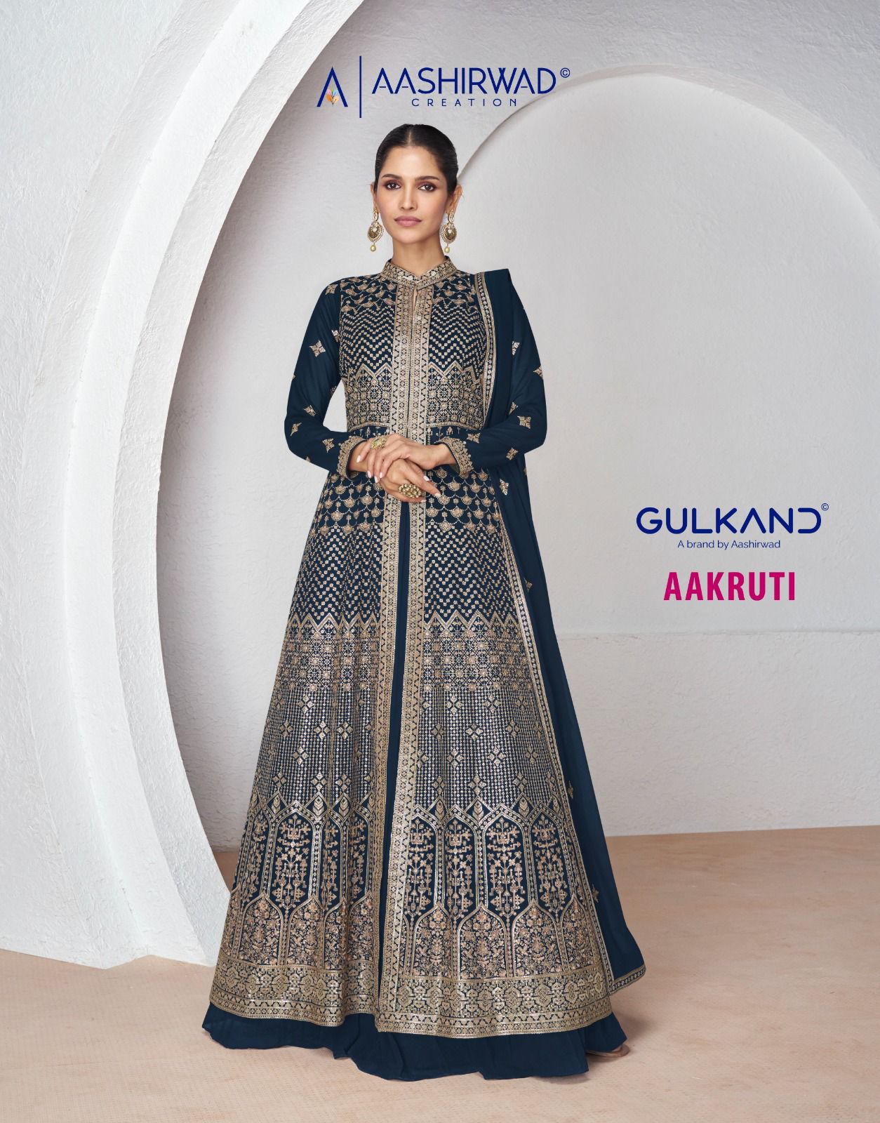 Aakruti Series 9955 To 9958 By Aashirwad Georgette Anarkali Style Collection Manufacturer Surat