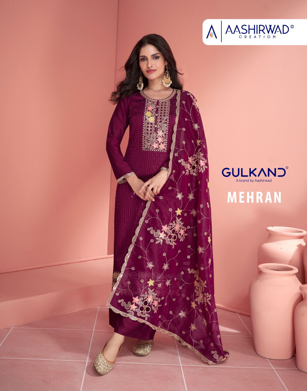 Mehran Series 9815 To 9819 By Aashirwad Creation Premium Silk Salwar Kamiz