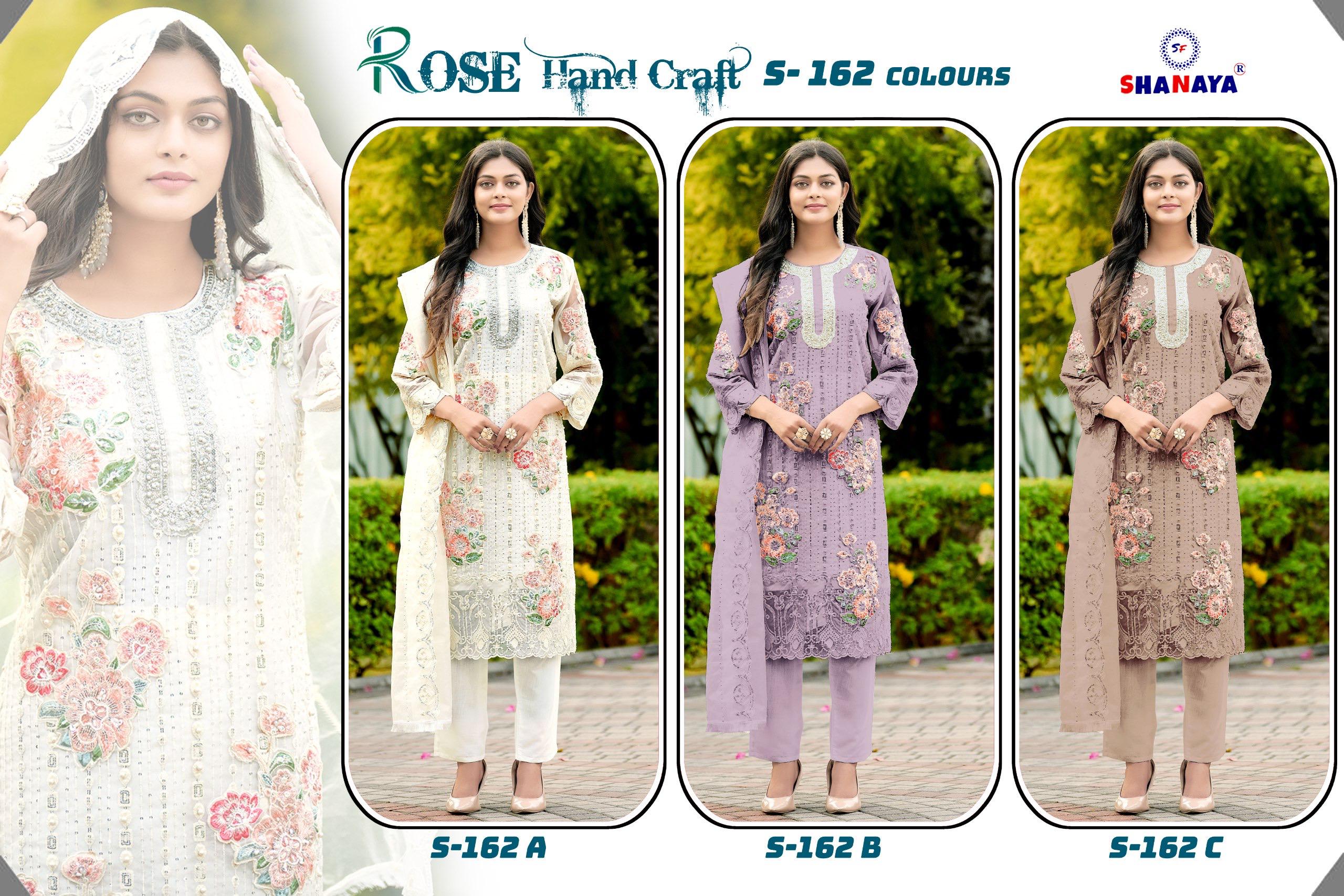 Rose Hand Craft S 162 By Shanaya Organza Pakistani Suit