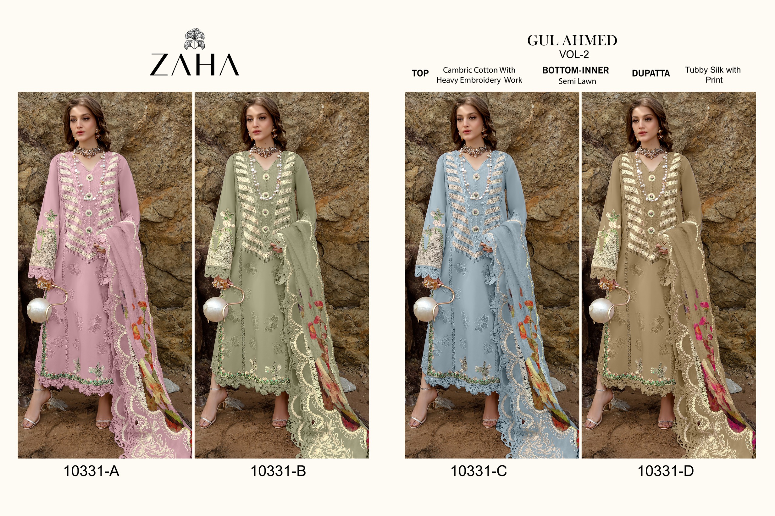 Gul Ahmed Vol 2 Design 10331 Abcd  By Zaha