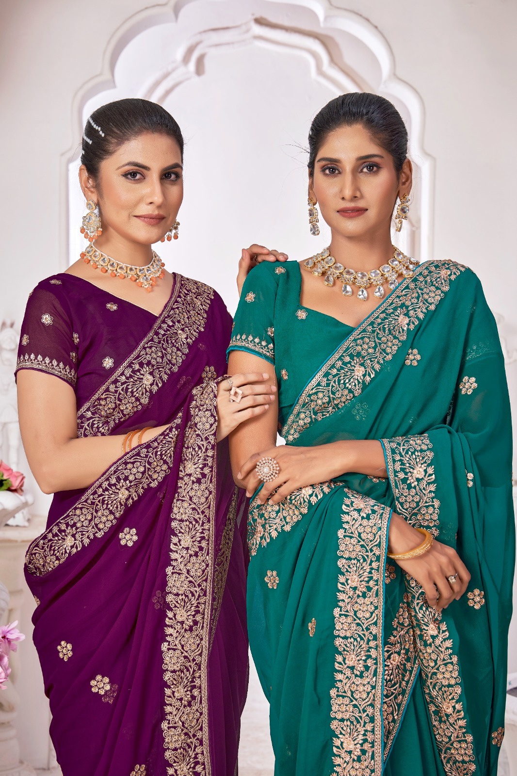 Jayshree New Design 1999a To 1999d Georgette Designer Saree