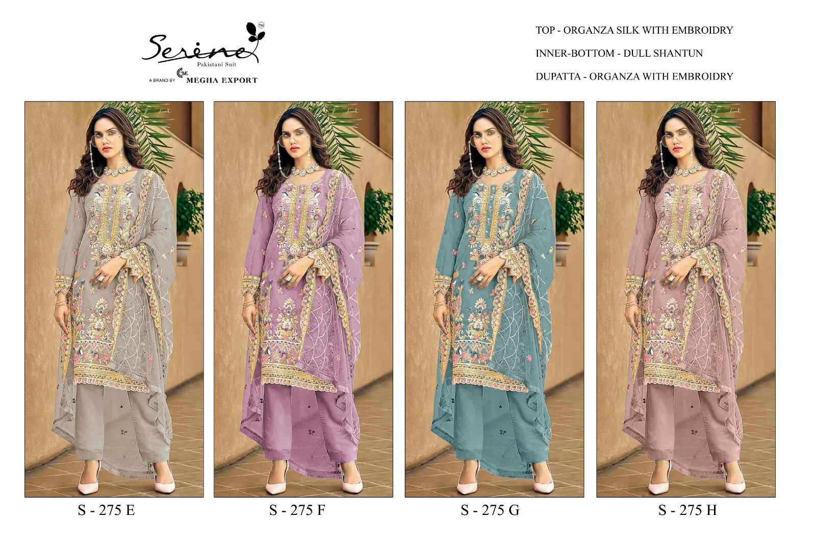 S 275 A To D By Serine Organza Pakistani Suit