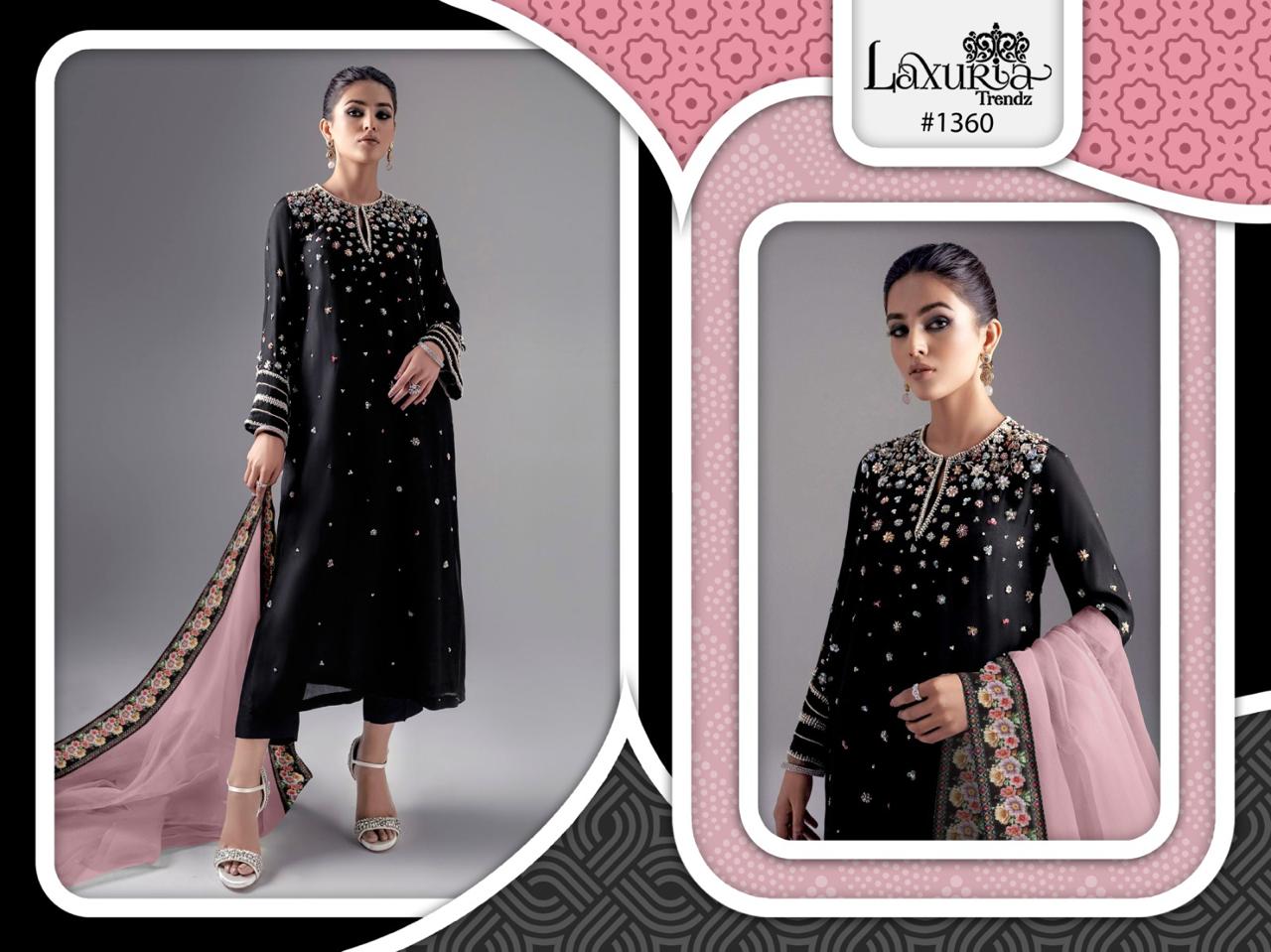 Laxuria Trendz D No 1360 Handwork Kurti Pant Dupatta Collection