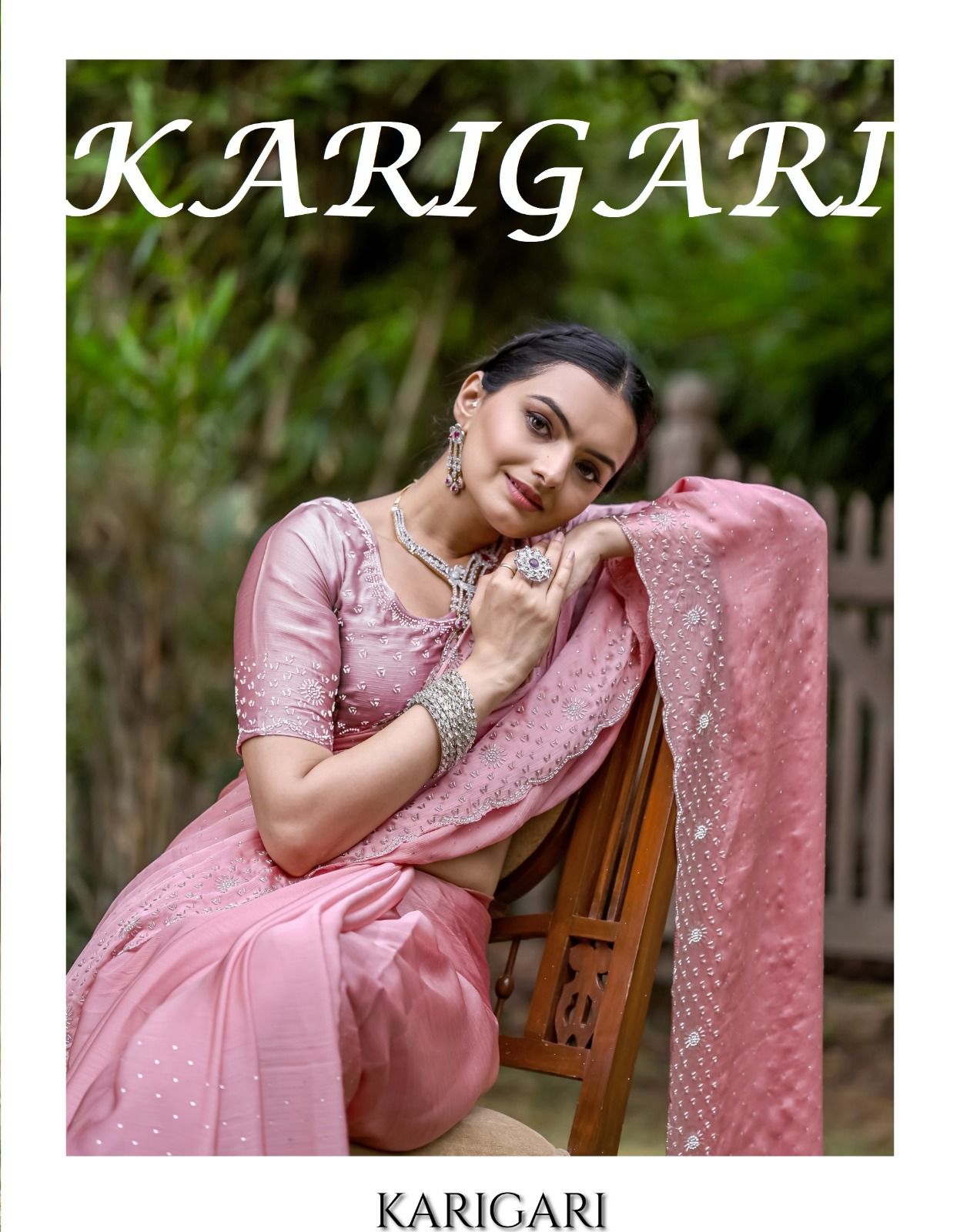 Karigari Series 33001 To 33004 Satin Chiffon Fancy Saree