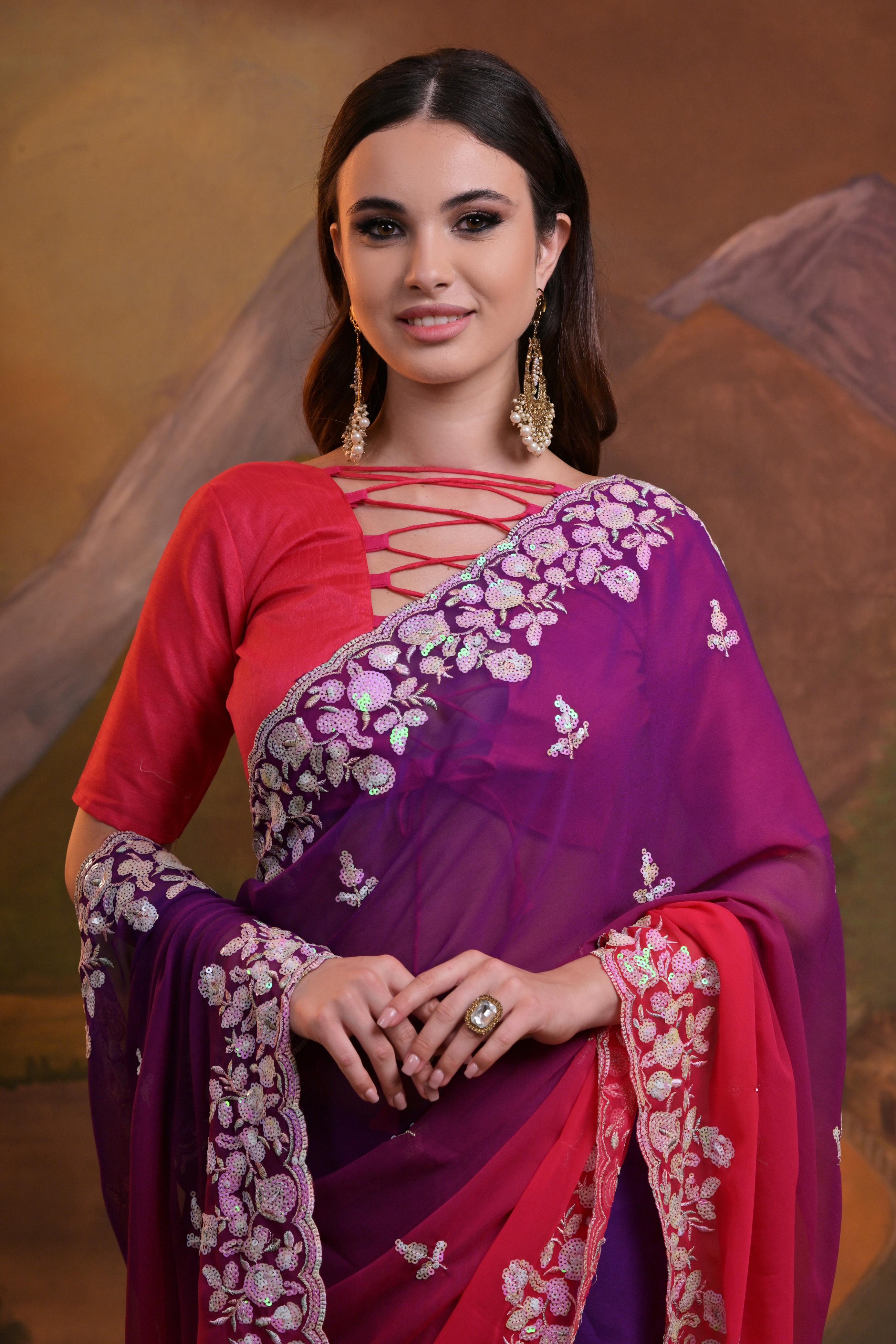 Kajal Padding Exclusive Sequance Saree