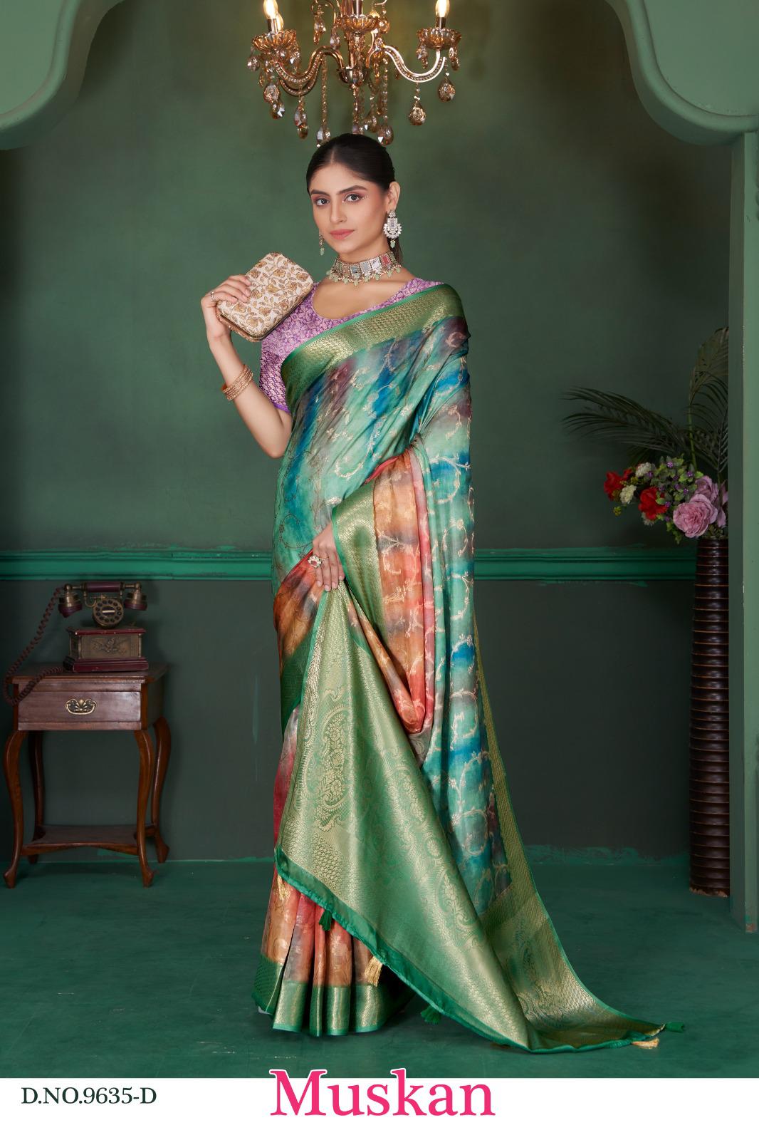 Muskan 9635 Colour Beutiful Saree Collection Manufacturer Surat