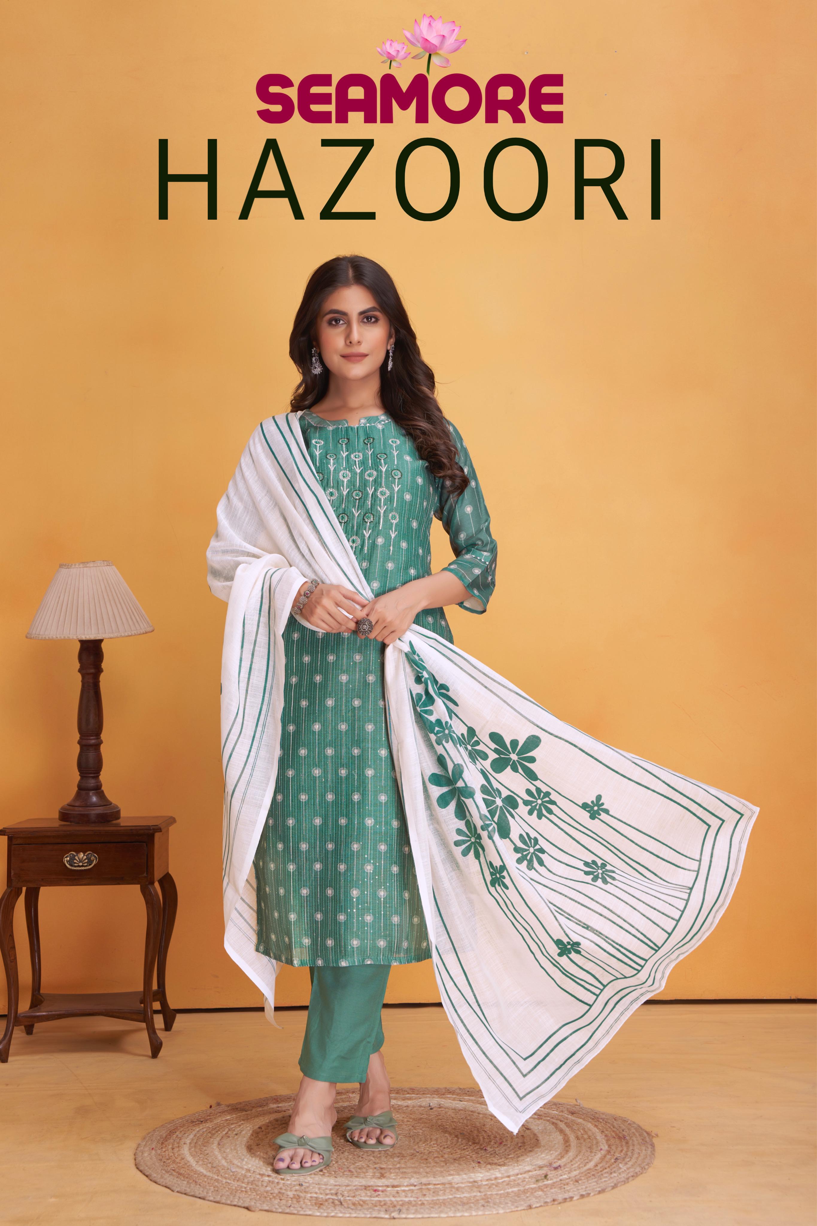 Hazoori By Seamore Fancy Kurti Bottom Duppata Collection Manufacturer Surat