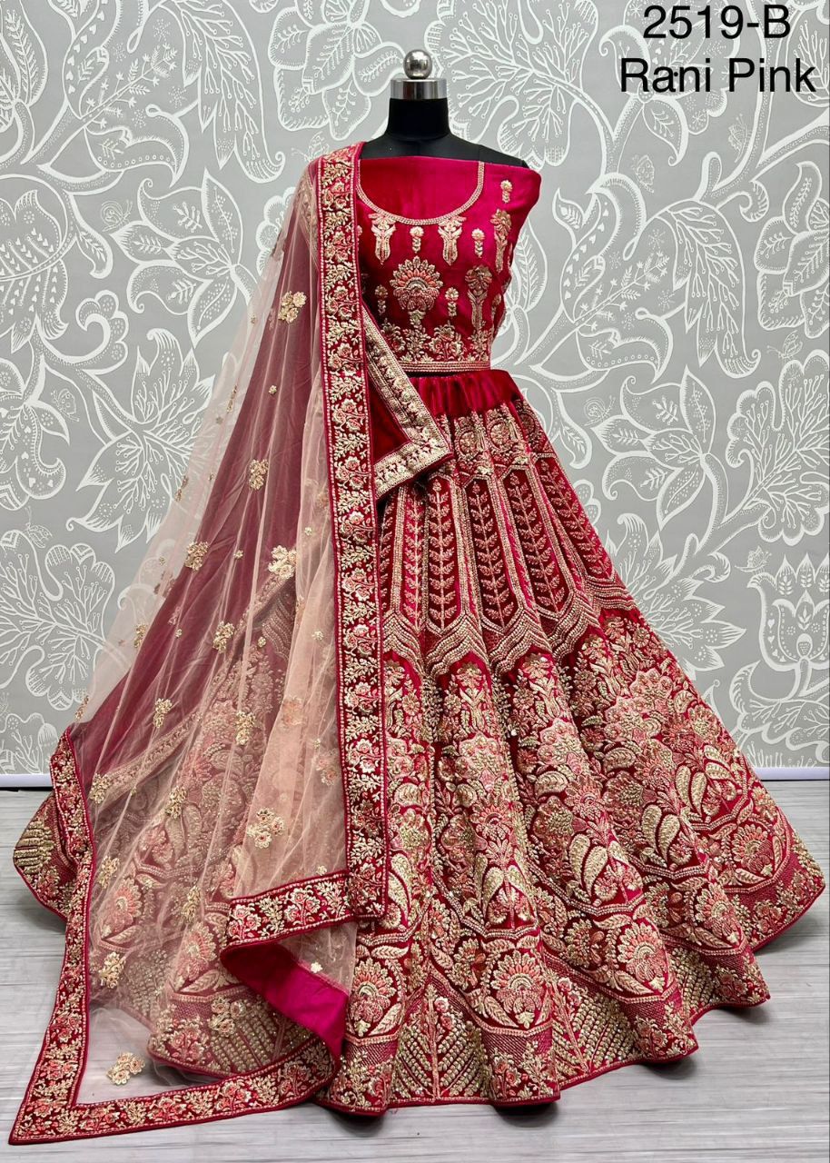 New Design 2519 Extricated Hand Embroidered Designer Bridal Lehengacholi With Double Dupatta