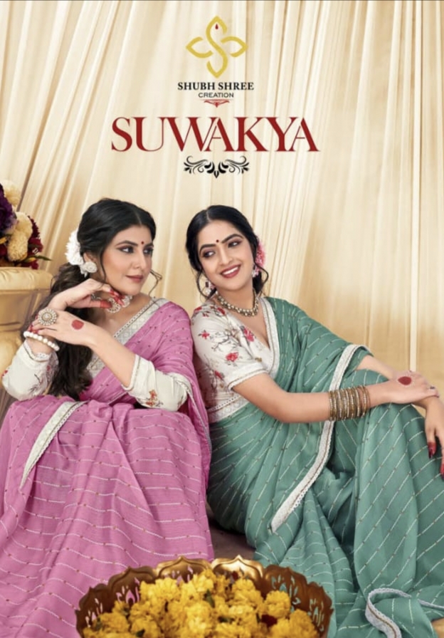 Suwakya By Shubh Shree Creation Chiffon Saree Collection Manufacturer Surat